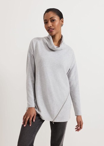 Phase Eight Klara Grey Snuggle T Shirts Grey USA | 8392715-CO